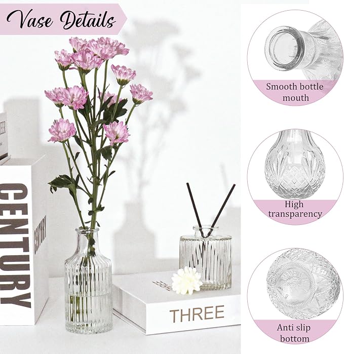 36Pcs Bud Vases Set Small Vintage Glass Bottles Clear Bud Vases in Bulk - Image 3