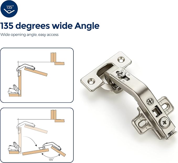 Ravinte Kitchen Cabinet Hinges, 135 Degree Door Hinges, 4 Pairs 8 Pack | - Image 5