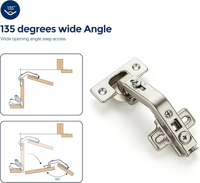 Ravinte Kitchen Cabinet Hinges, 135 Degree Door Hinges, 10 Pairs 20 Pack | - Image 5