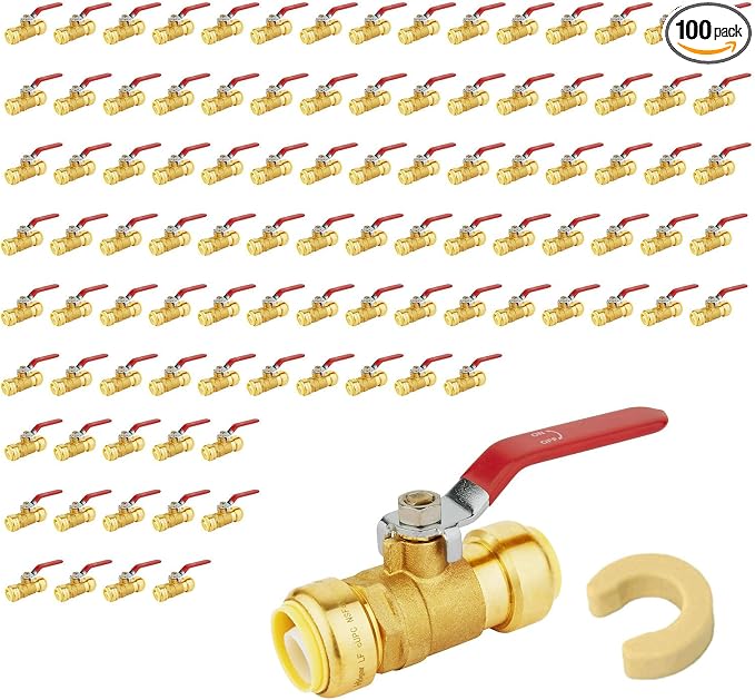 1" Ball Valves, 100 Pack Push Fit Shut Off Valves by Unknown