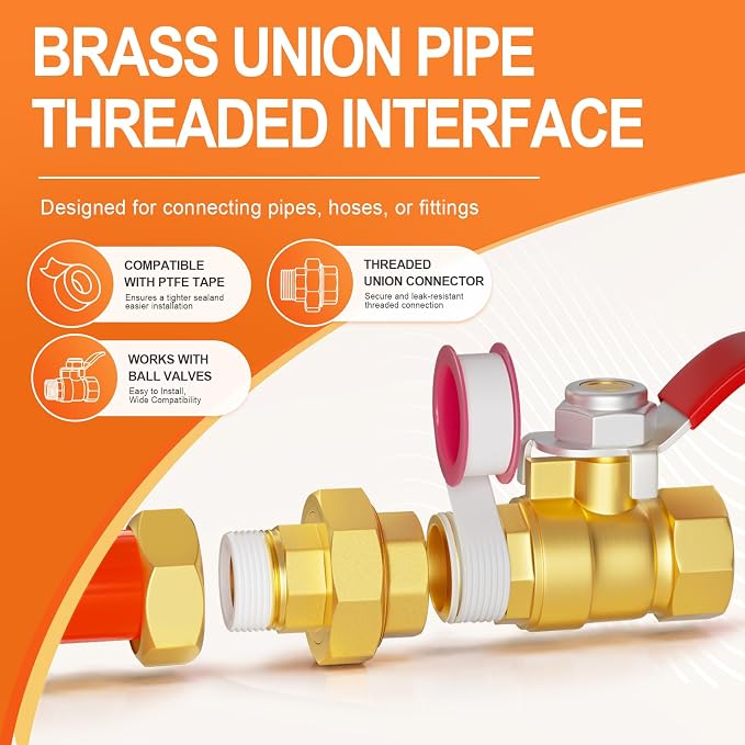 GASHER 2PCS 1" NPT Brass Union Pipe Fitting | 1 Inch Male x 1 Inch Female - Image 5