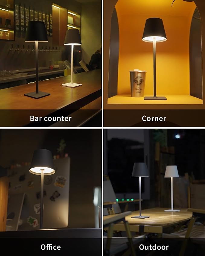 KDG Cordless Black Table Lamp, Portable Desk Lamp, 5000mAh Battery Operated | - Image 7