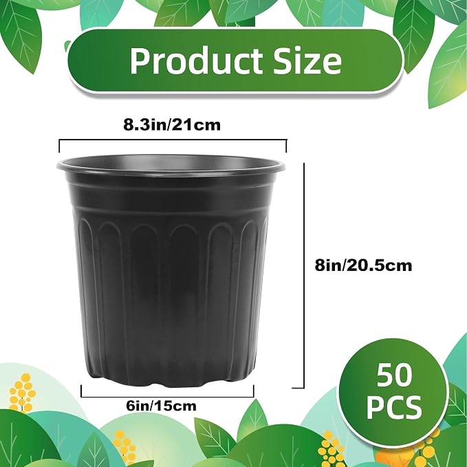 50 Pcs 2 Gallon Nursery Pots, Thickened Soft Plastic Plant Pots - Image 2