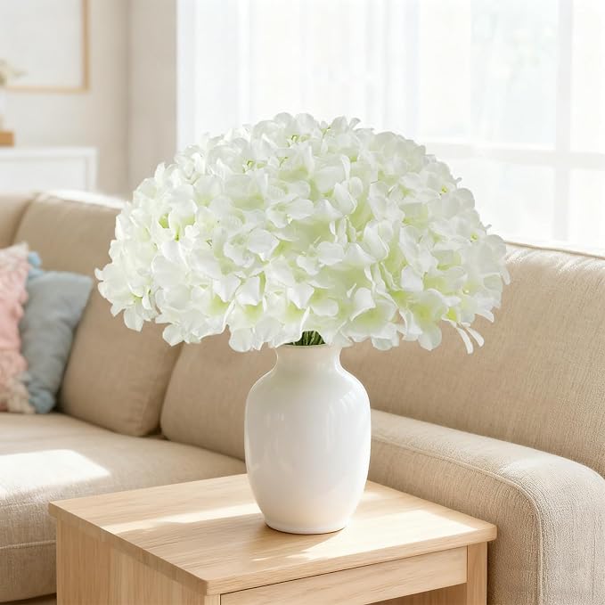 120Pcs White Hydrangea Artificial Flowers Bulk，Realistic Silk Fake Flowers - Image 9
