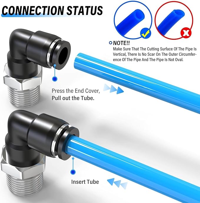 TAILONZ 1/4" x 1/16" NPT Push to Connect Elbow Fitting 2pcs | Copper&Plastic - Image 9