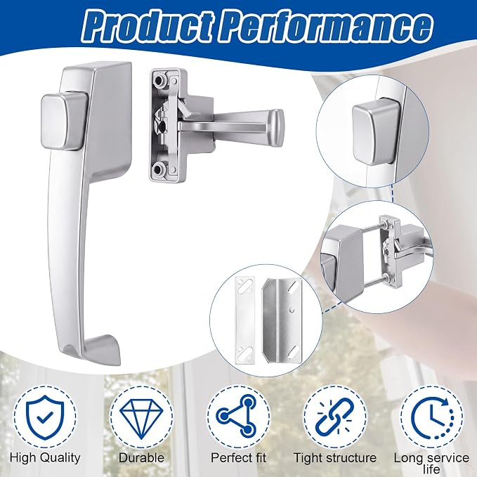 Novabright 2 Set Storm and Screen Door Handle Replacement Push Button Latch | - Image 3