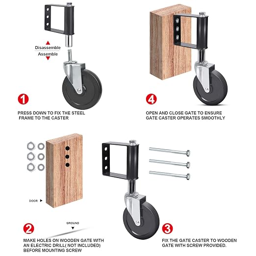 Ronlap Gate Caster Wheels for Wooden Gate Spring Loaded, 250 Lbs, 5 Inches | - Image 5