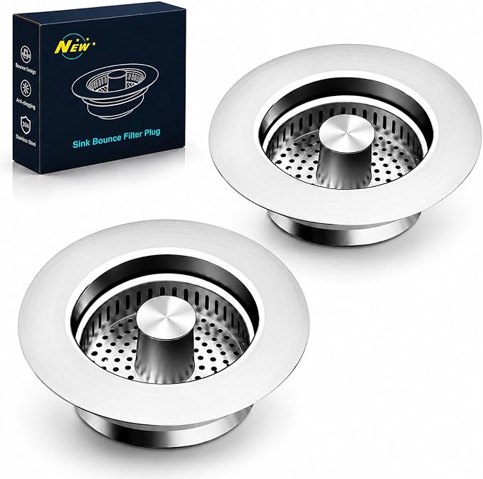 2 Pack Kitchen Sink Drain Strainer & Stopper by voze