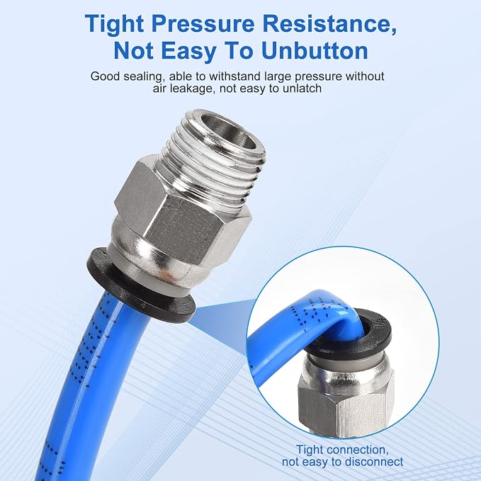 CNAODUN 12 Pcs Push to Connect Fittings 1/4 Inch Tube OD x 1/8 Inch NPT Thread - Image 4