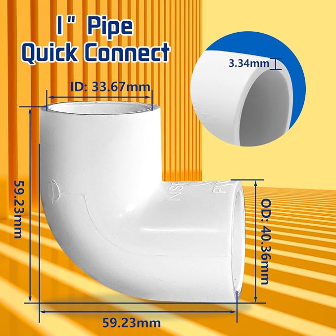 10PCS 1Inch PVC 90 Degree Elbow, 2 Way Right Angle Adapter Fittings, Pipe - Image 3