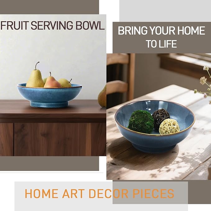 Ceramic Fruit Bowl, 10.2" Decorative Bowl, Large Fruit Bowl - Image 4