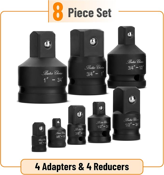 Bates- Impact Socket Adapter and Reducer Set, 1/4" 3/8" 1/2" 3/4", Impact - Image 2