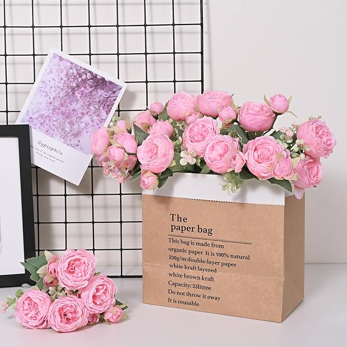 4 Packs Peonies Artificial Flowers, Light Pink Silk Artificial Peonies | Fake - Image 3