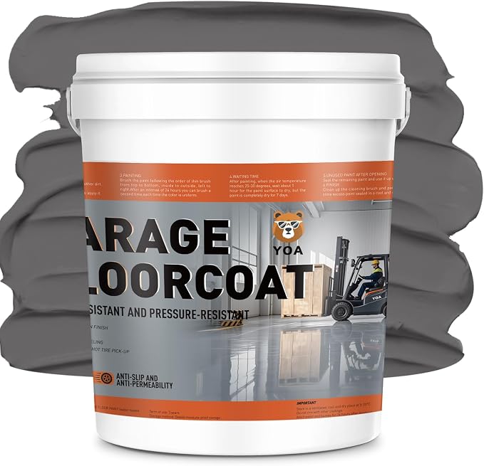 YOA Professional Concrete Garage Floor Paint, Acrylic Resin Coating, Medium Gray by YOA