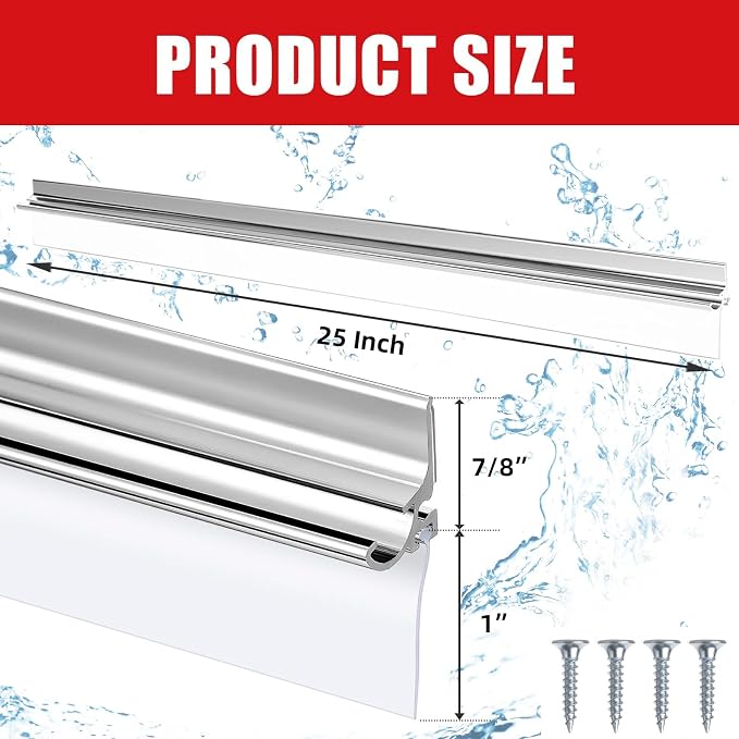 25" Chrome Framed Shower Door Replacement Drip Rail - Image 2