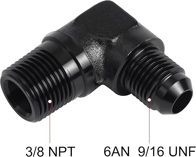 EVIL ENERGY 6AN to 3/8" NPT Male 90 Degree Fitting Adapter Aluminum 2PCS - Image 2
