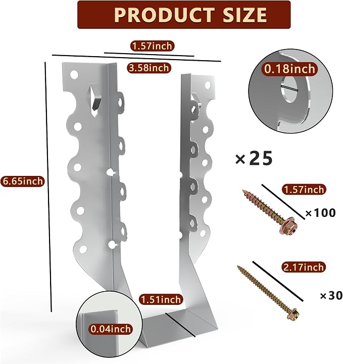 25 Pack 2x8 Joist Hangers with Screws - Image 3