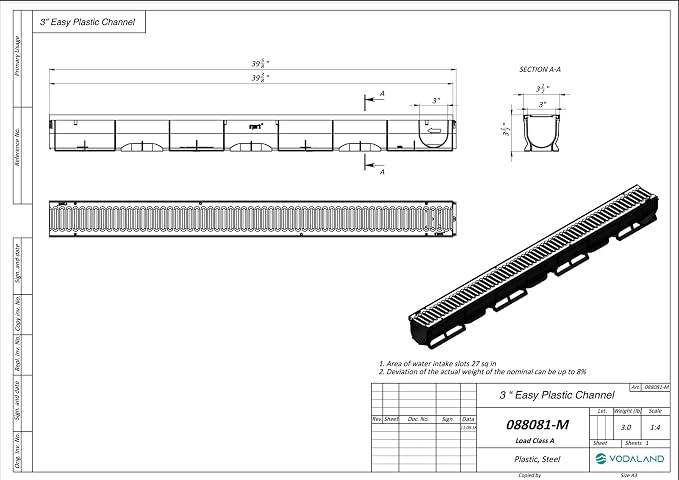 Vodaland - 3 Inch Easy 1 Premium Trench Drain Channel - Galvanized Stamped - Image 6