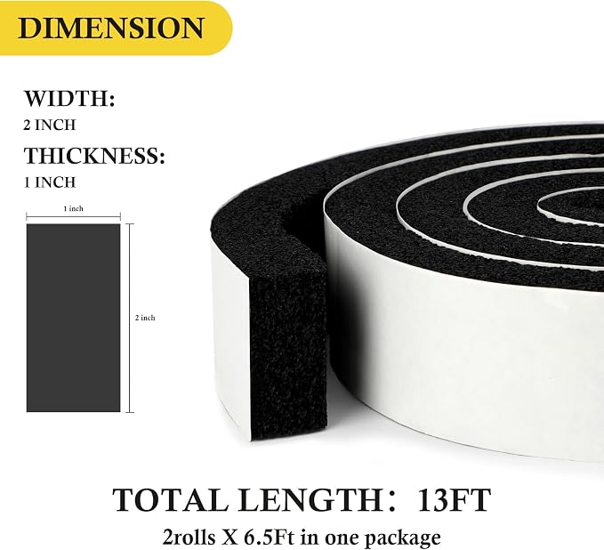 fowong AC Window Seal Foam Tape, 2 Rolls | Extra Wide Adhesive Foam Tape - Image 4