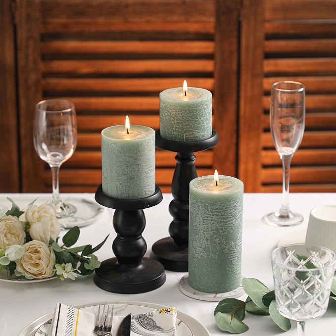 3x3 Inch Sage Green Pillar Candles - Image 6