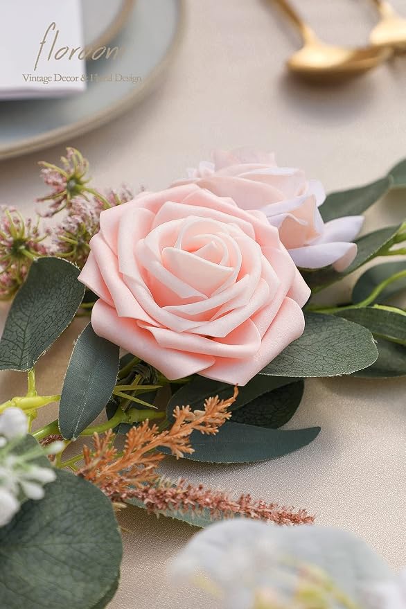Artificial Flowers 50pcs Real Looking Blush Shades Foam Fake Roses - Image 5
