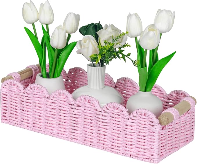 CubesLand Paper Rope Scalloped Edge Gift Basket Empty | Small Living Room by CubesLand