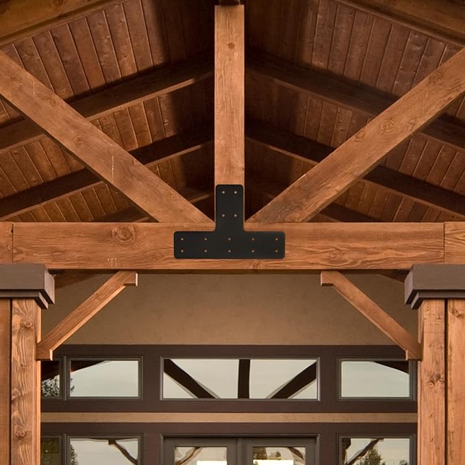 T Post Bracket 4pcs, T Shape Brackets | Black Powder Coated Post to Beam - Image 6