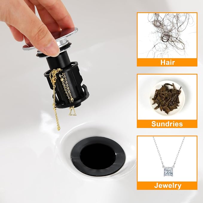 TIORIY Vessel Sink Drain Without Overflow, Bathroom Pop up Sink Drain Fit - Image 6