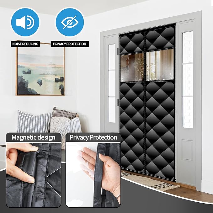 Veanusiver Magnetic Thermal Insulated Door Curtain Detachable Visible Windows - Image 5