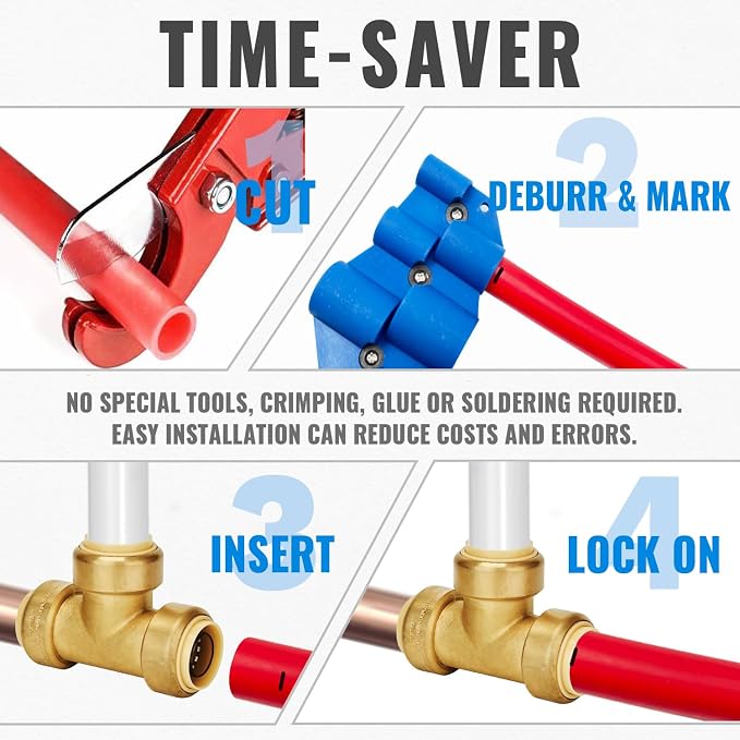 1-Inch Tee, Push Plumbing Pipe Connector, Push-to-Connect, - Image 5