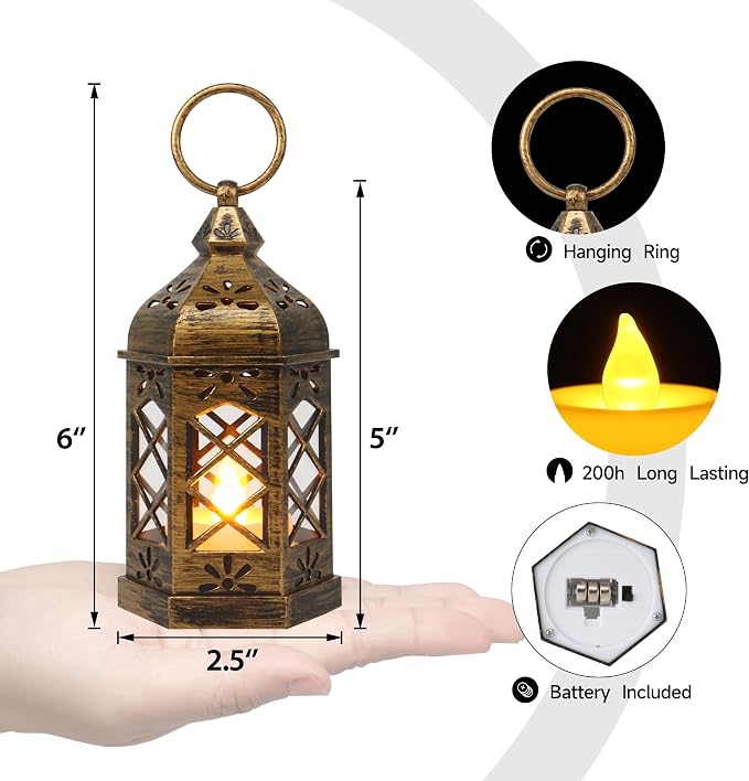 Mini Lantern with Flickering LED Candles - Image 4