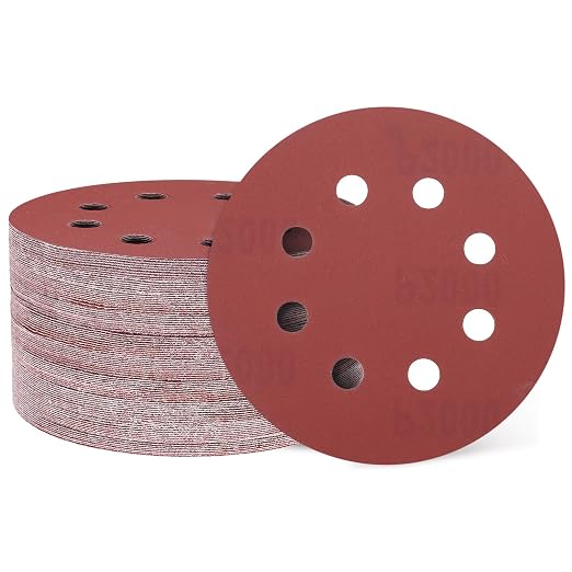 HARFINGTON 100 Pcs 5 Inch Sanding Discs 2000 Grit Red Aluminum Oxide 8 Hole | by HARFINGTON