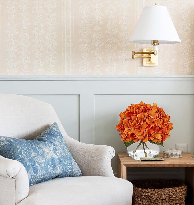 Hollyone Orange Fall Hydrangea Artificial Flowers - Image 5