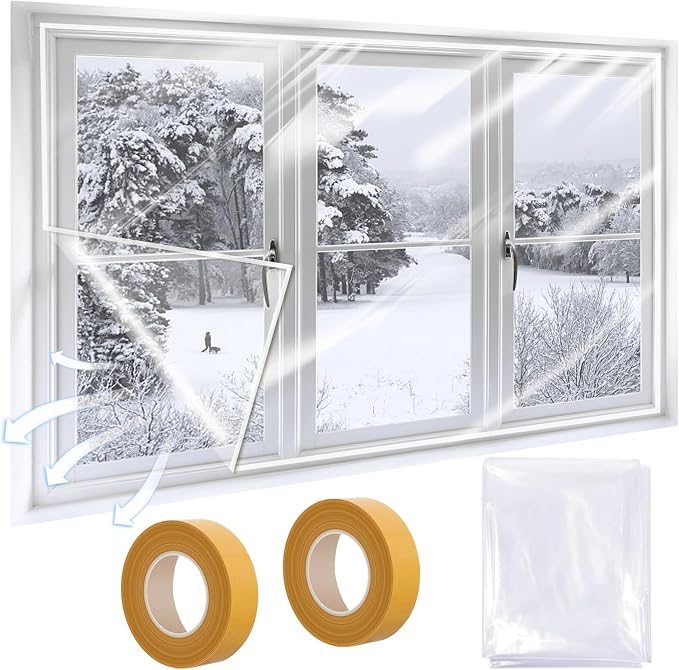 63'' x 118'' Window Insulation Kit, POF Window Sealer, by Dxmimer