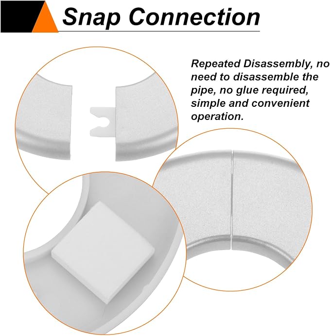 HARFINGTON 2pcs Wall Split Flange 10mm/0.39" Self-Adhesive Plumbing Cover - Image 5