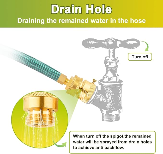 2-Pack Hose Bib Vacuum Breaker, 3/4 Inch GHT Backflow Preventer | Solid Brass - Image 4