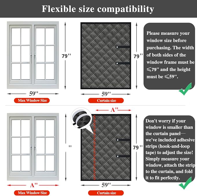 Window Insulation for Winter Draft Dlocker Adjustable Max Up To 59*79" Windows - Image 3