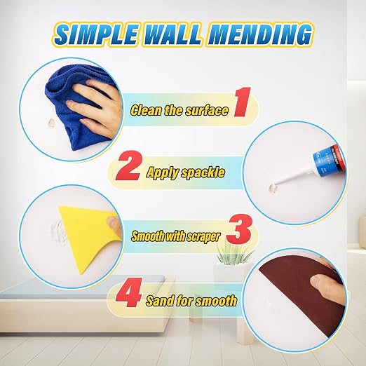 DIYSELF 9-Piece Spackle Wall Repair Kit, 7 oz White Touch Up Paste Set | - Image 6