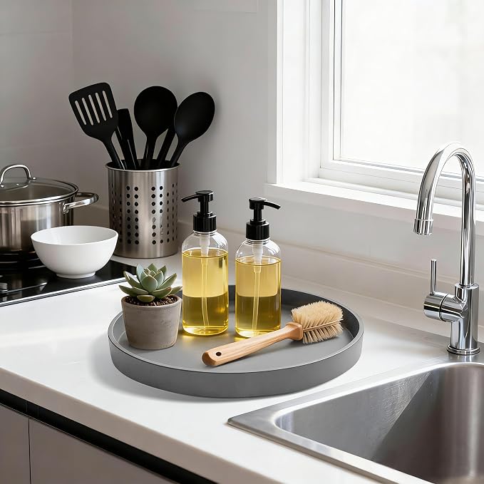 1 Pack 10" Bathroom and Vanity Tray, ABS Bathroom Counter Organizer, Coffee - Image 4