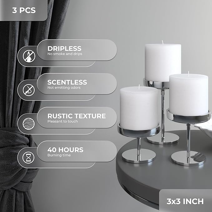 3x3 Pillar Candles Set of 3 - Image 2