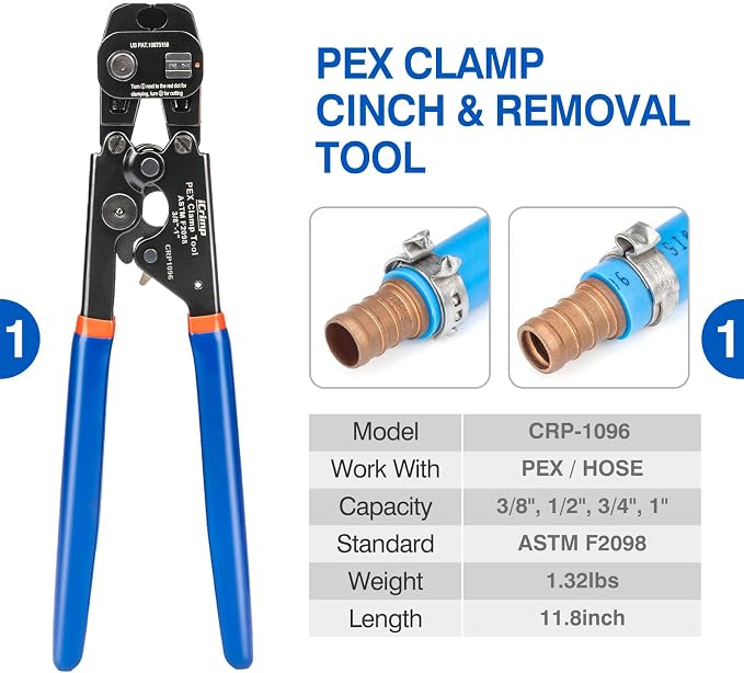 iCrimp PEX Crimping Tool Kit for 3/8-in, 1-in PEX Clamp Cinch & Removal - Image 2