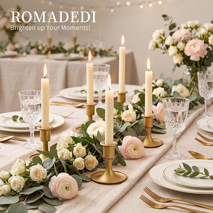 Romadedi Gold Taper Candle Holders, Wedding Decor | - Image 8