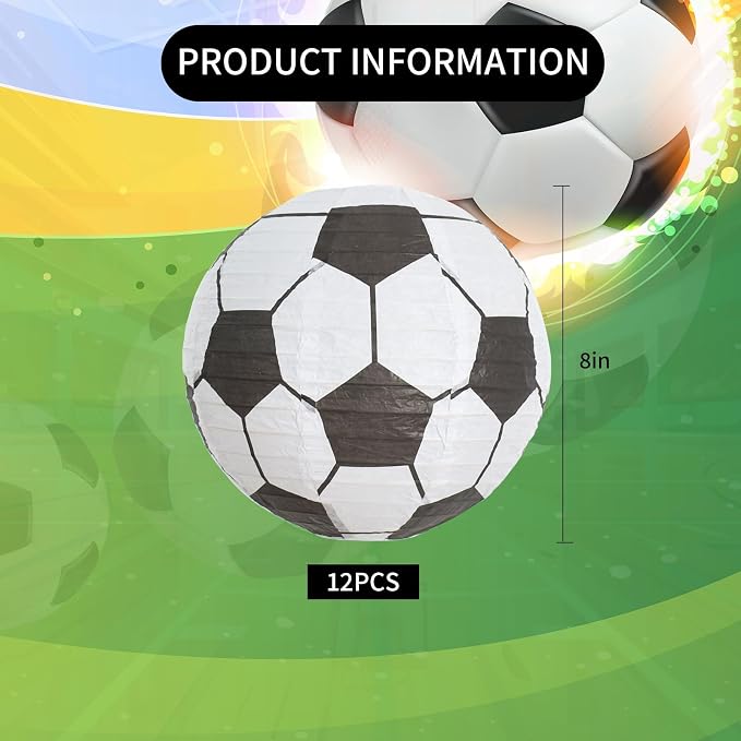 BEISHIDA 8Inch Football Paper Lanterns 12Pack Hanging Round Chinese Lantern | - Image 2