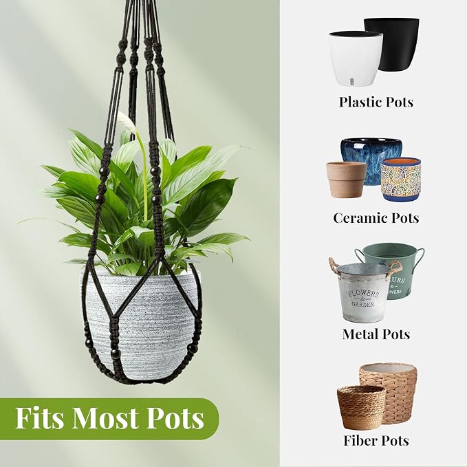 LEWESU Macrame Plant Hanger Indoor Set of 4 - Image 6
