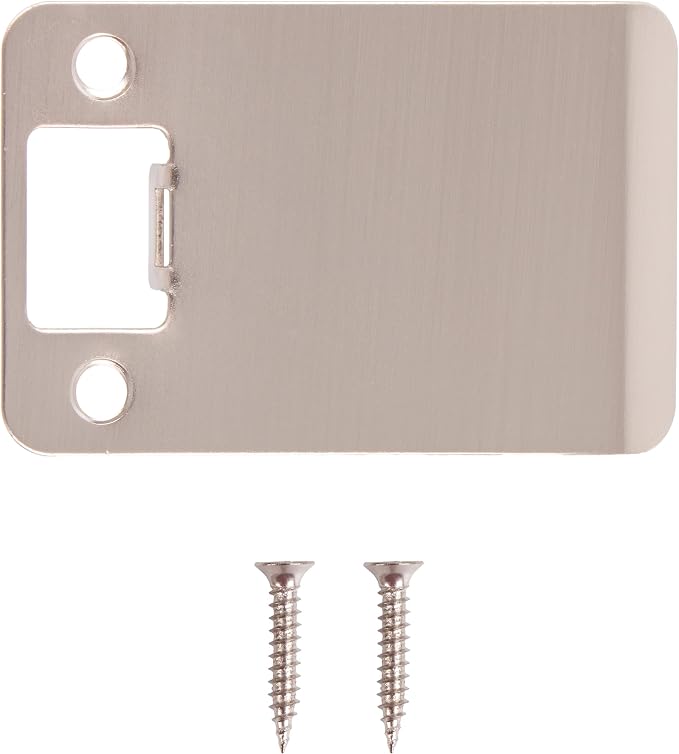 Round Corner Extended Lip Strike Plate, 2-1/4" x 3", Satin Nickel - Image 2