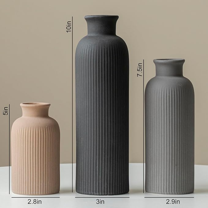Modern Ceramic Vase Set, 3-Piece Decorative Vases - Image 8