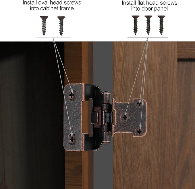 Oil Rubbed Bronze Cabinet Hinges, 1/2” Overlay, 4 Pack | - Image 5