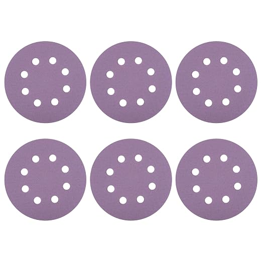 HARFINGTON 10Pcs 5Inch Sanding Disc 8 Hole 80Grit Purple Aluminum Oxide | Hook by HARFINGTON