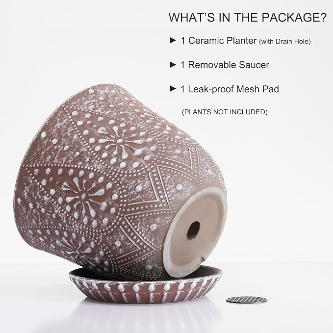 Gepege 8 Inch Ceramic Plant Pot - Image 3