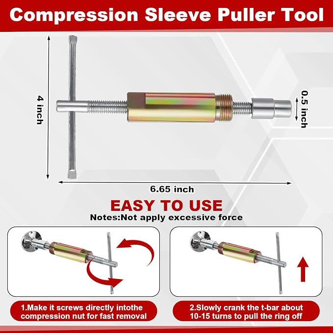 5 Pcs Angle Stop Wrench Kit Plumbing Tool, Compression Sleeve Puller - Image 4